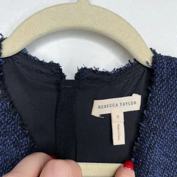 Rebecca Taylor Stretch Tweed Navy Combo Sleeveless Mini Sheath Dress 0 - Picture 6 of 16